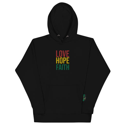 Love Hope Faith Black Color Unisex Hoodie